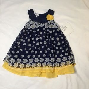 Toddler girl blue and yellow daisy dress